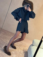 Load image into Gallery viewer, Denim petal shorts - dark navy
