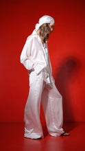 Load image into Gallery viewer, Semi-sheer silk wide leg trousers with pockets-pearl
