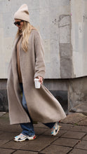 Load image into Gallery viewer, Alpaca maxi oversized coat with silk lining and belt-sand
