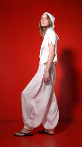 Balloon wide leg trousers - pearl