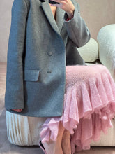 Load image into Gallery viewer, Wool boyfriend fit blazer with baby pink 100% silk lining
