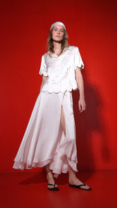 Daisy petal skirt blouse - pearl