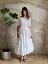 Load image into Gallery viewer, Two piece set: balloon maxi skirt, merino wool top - white
