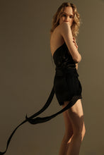 Load image into Gallery viewer, Draped open back silk top - black
