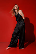 Load image into Gallery viewer, Draped open back silk top - black
