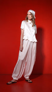 Balloon wide leg trousers - pearl