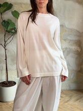 Load image into Gallery viewer, Two piece set: balloon wide leg trousers and fine merino wool shirt- white
