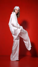 Load image into Gallery viewer, Semi-sheer silk wide leg trousers with pockets-pearl
