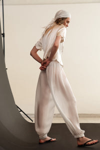 Daisy petal skirt blouse - pearl