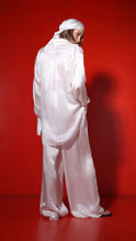 Load image into Gallery viewer, Semi-sheer silk wide leg trousers with pockets-pearl
