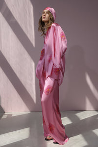 Blossom silk wide leg trousers - pink