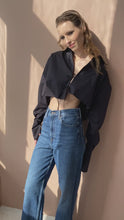 Load and play video in Gallery viewer, Corsica crop cotton blouse-coal
