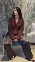 Load and play video in Gallery viewer, SILK  TROUSERS WITH POCKETS - CHOCOLATE
