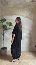 Load and play video in Gallery viewer, Two piece set: balloon wide leg trousers and fine merino wool t-shirt- black
