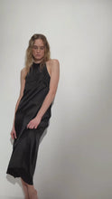 Load and play video in Gallery viewer, Venice bias cut silk dress - black
