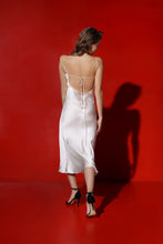 Load image into Gallery viewer, Birkin open back silk midi dress - pearl
