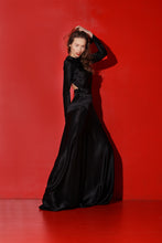 Load image into Gallery viewer, Jagger maxi open back silk dress - black
