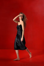 Load image into Gallery viewer, Birkin bias-cut silk dress with a belt - coal
