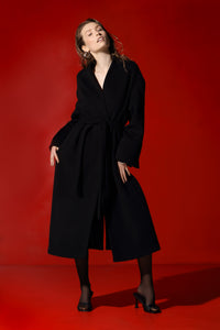 Mairita cashmere coat with silk lining - black