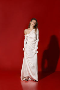 Anna heavy silk draped maxi gown