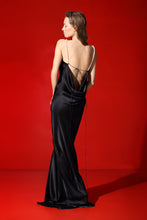 Load image into Gallery viewer, Sabine draped open back maxi gown with natural pearl straps
