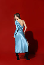 Load image into Gallery viewer, Anna draped dress with a split - ocean
