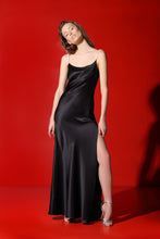 Load image into Gallery viewer, Zhanett open back maxi gown with natural pearl straps &amp; deep split
