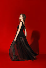 Load image into Gallery viewer, Josephine linen corset maxi dress - coal

