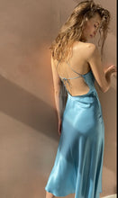 Load image into Gallery viewer, Birkin open back silk midi dress - ocean
